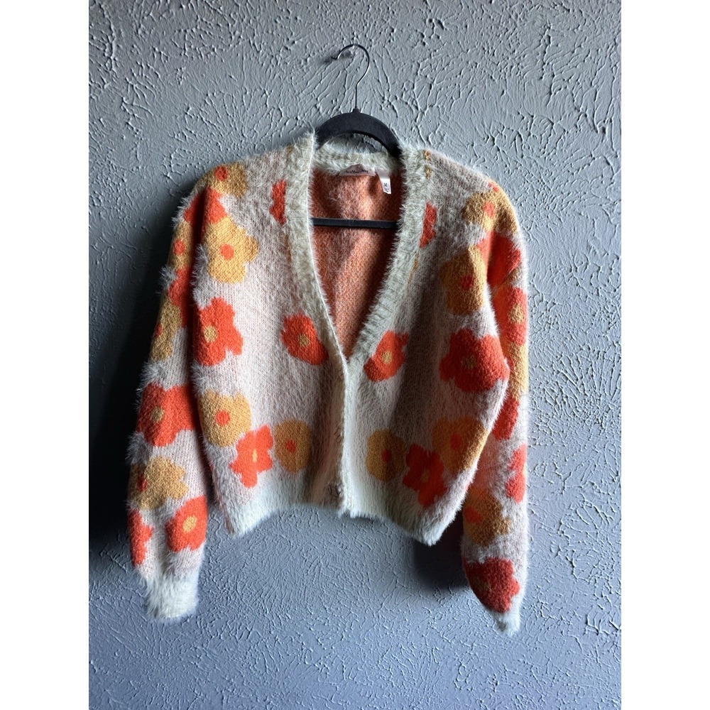 Willow + Root Floral Fuzzy Cardigan Sweater - Talla M - Boho Retro Style. - Picture 7 of 16